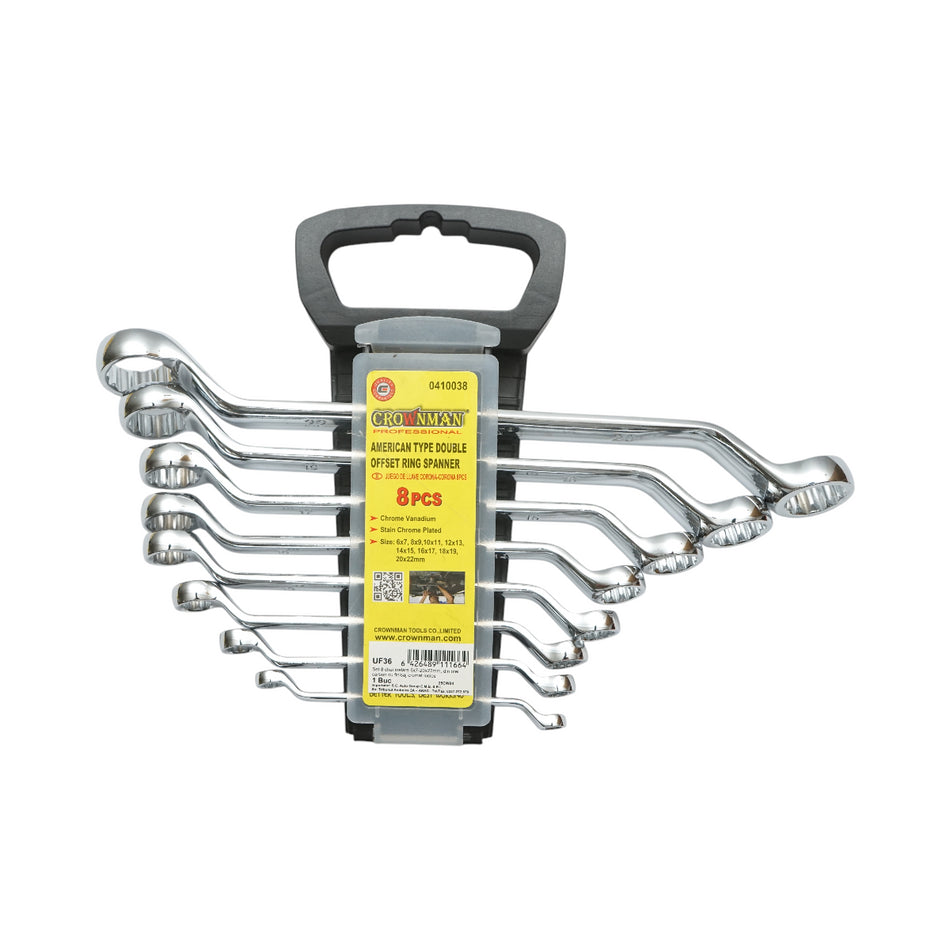 Ring spanner set 6-22mm Cr-V 8 pieces Crownman