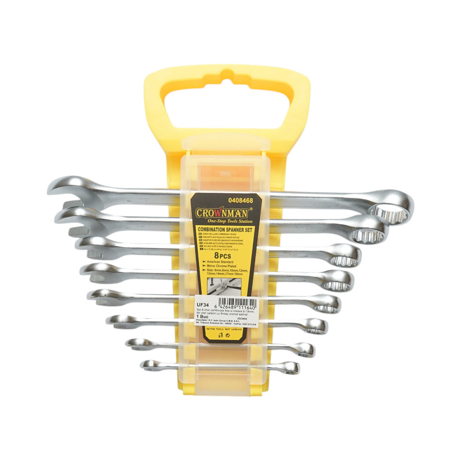 Fixed and ring combination wrench set 6-19mm carbon steel 8 pieces Crownman