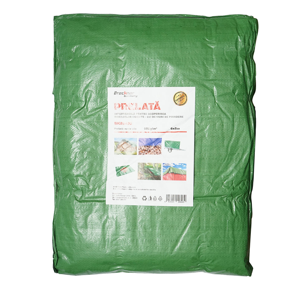 Green 100g/m2 fastening mesh tarpaulin 6x8m Breckner Germany