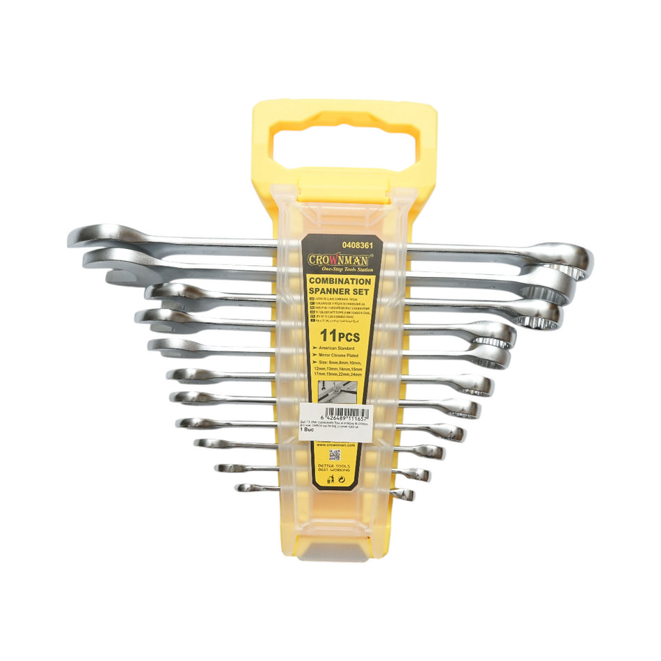 Fixed and ring combination wrench set 6-24mm carbon steel 11 pieces Crownman