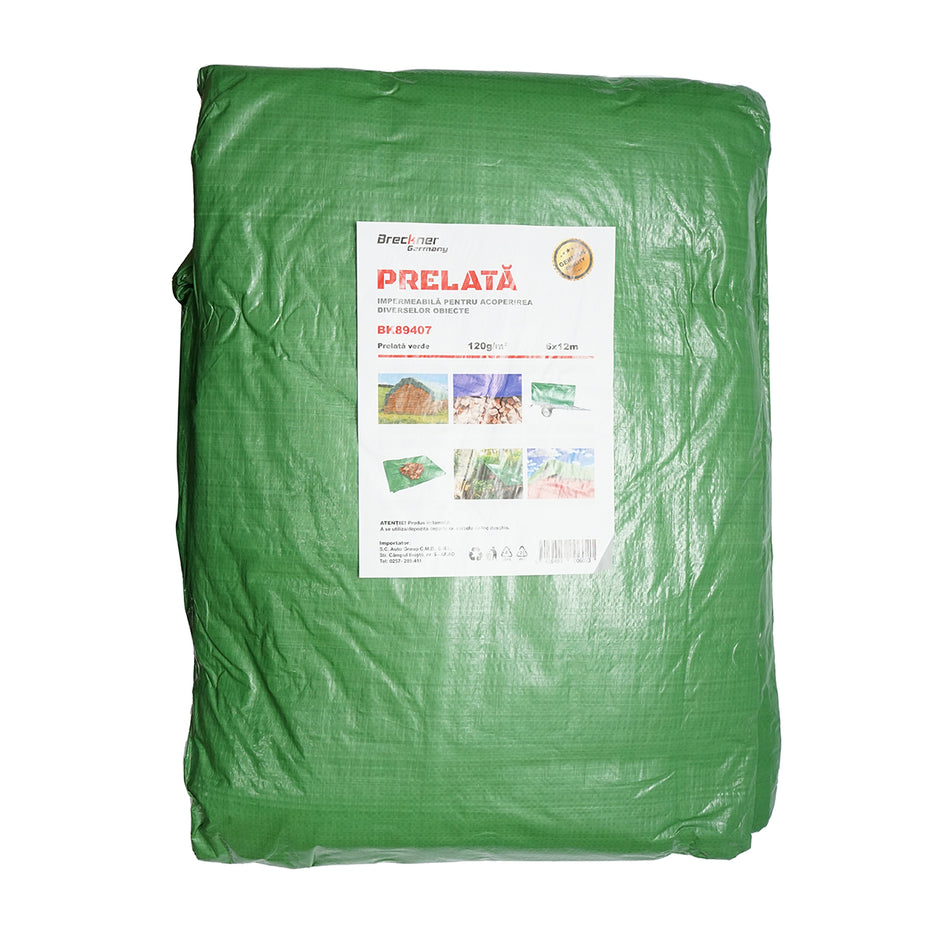 120g/m2 green tarpaulin with eyelets 6x12m Breckner Germany