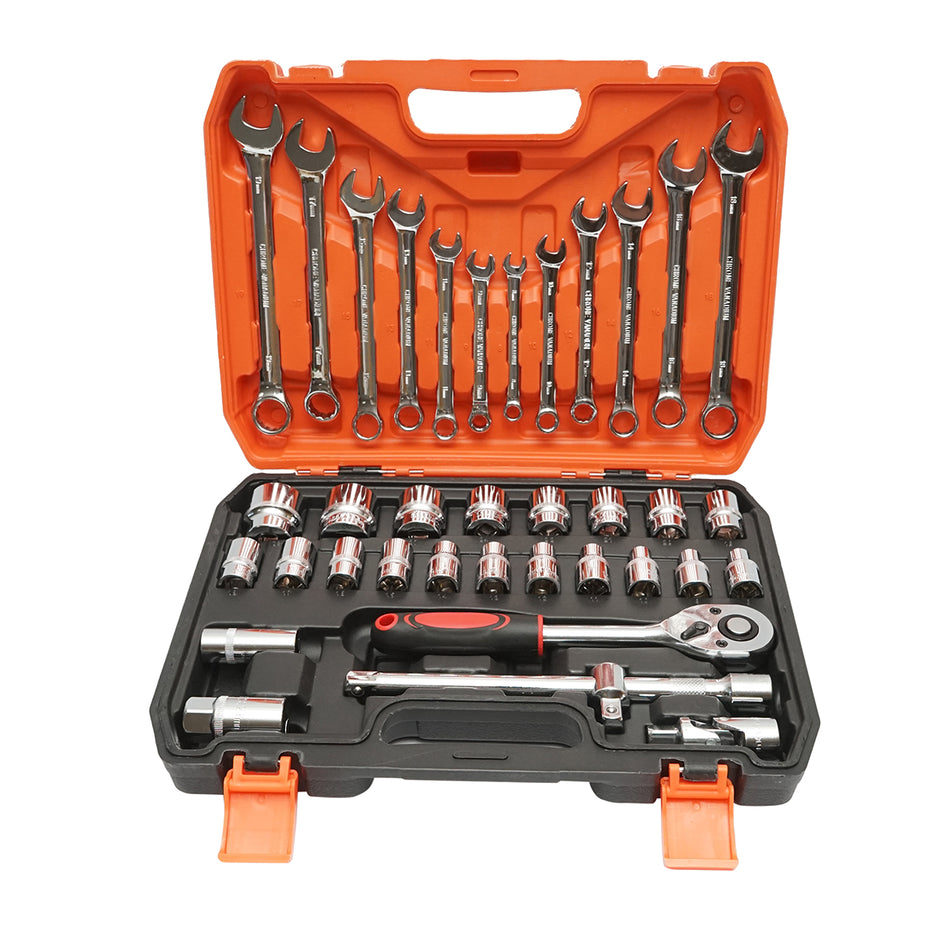Socket wrench set 8-32mm and combination open-end wrenches 8-19mm, 1/2 ratchet driver, 37 pieces Breckner Germany