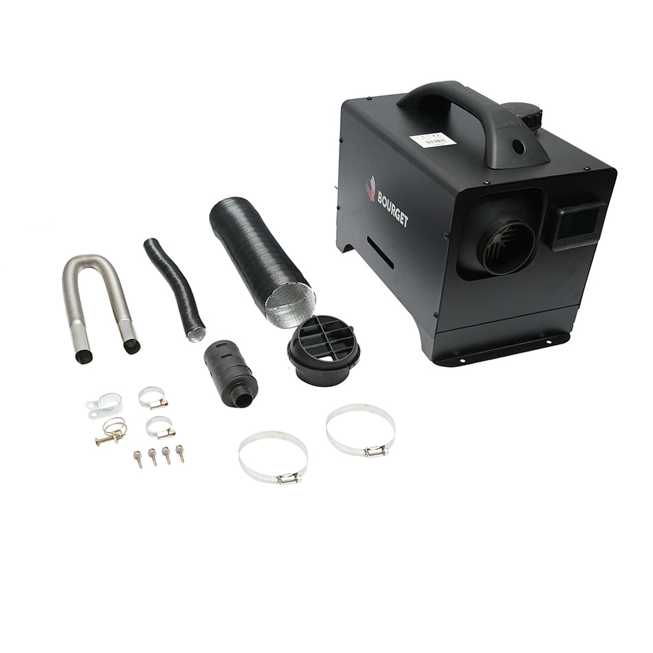 Stationary heater, economical sirocco 12-24V, 5KW with remote control and Bourget LCD display