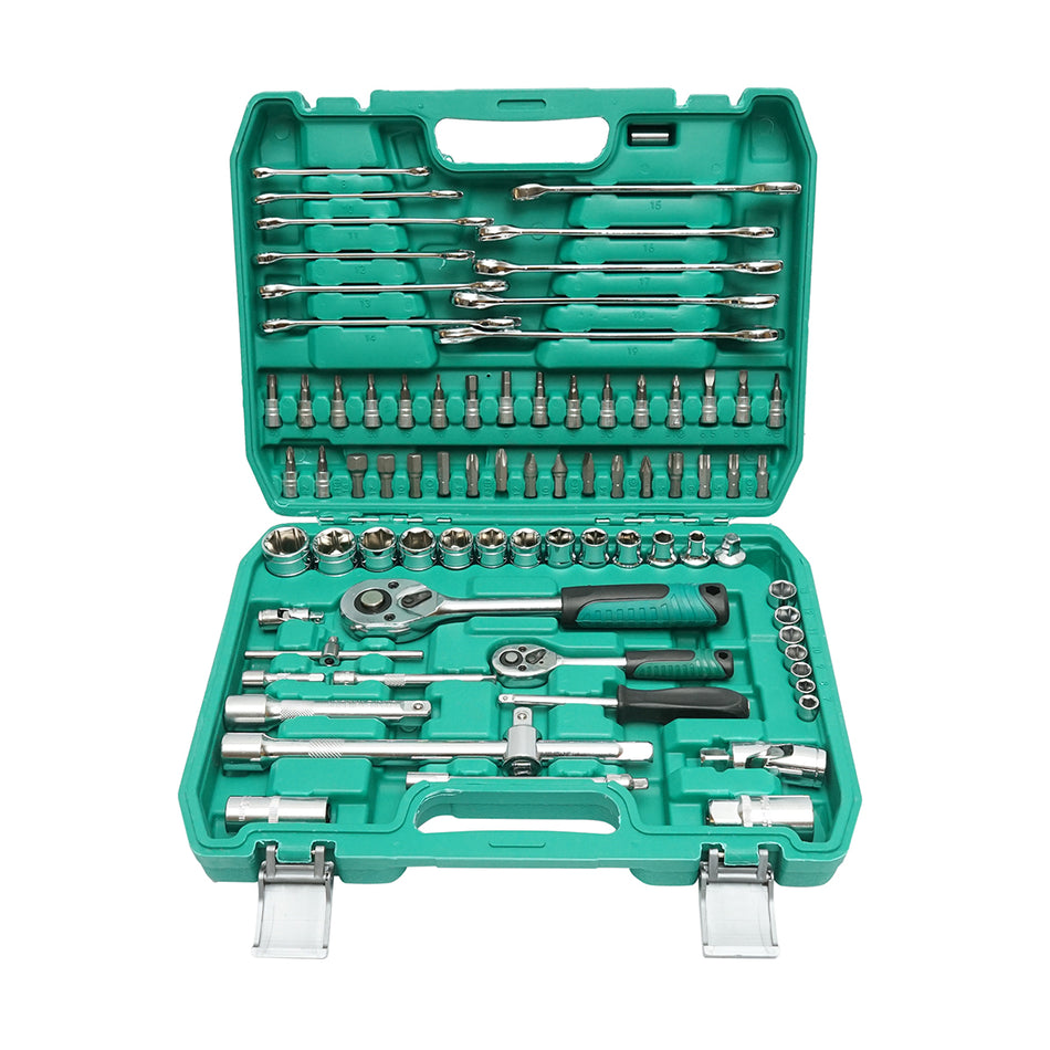 Combination wrench set, tubular, fixed, Torx, Allen driver with ratchet, 78 pieces Breckner Germany