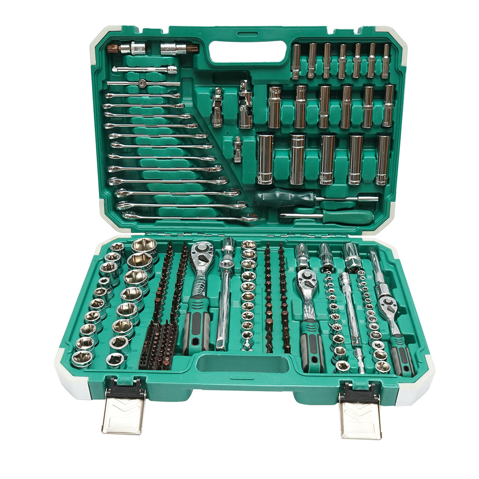 Socket wrench set, hexagonal, deep socket 4-32mm, open-end wrenches 8-19mm, bits, Torx, hex, spline 218 pieces Breckner Germany