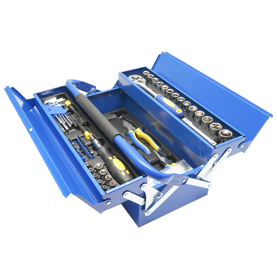 64-piece tool kit with foldable metal box 48x24x21cm