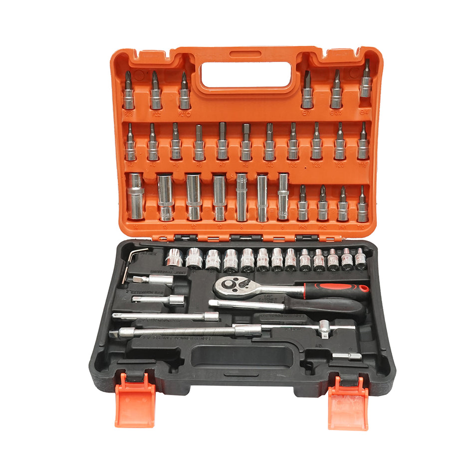Long and short tubular socket set, bits, hex, torx, 1/4 ratchet driver, 53 pieces Breckner Germany