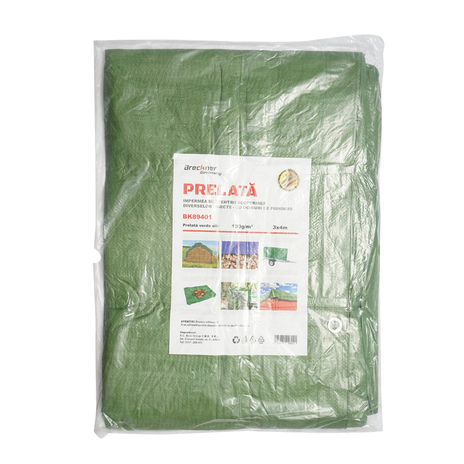 Green 100g/m2 fastening mesh tarpaulin 3x4m Breckner Germany
