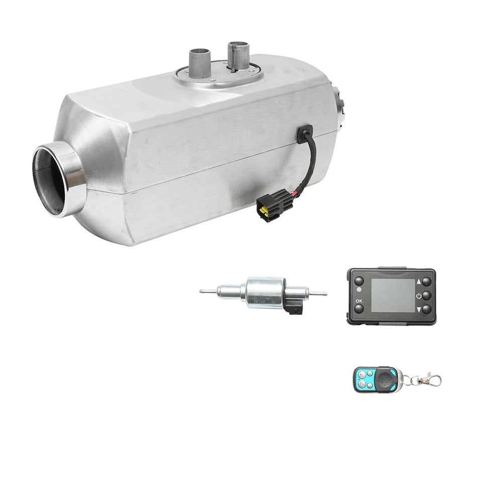 Stationary heater, 12V sirocco fan, 5KW, LCD display, with remote control and Kyocera spark plug Breckner Germany
