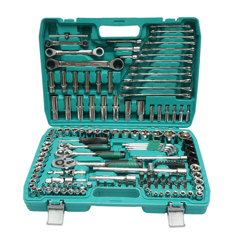 Hexagonal tubular wrench set, long tubular wrenches, ratchet ring wrenches, bits, Allen keys, 151 pieces Breckner Germany