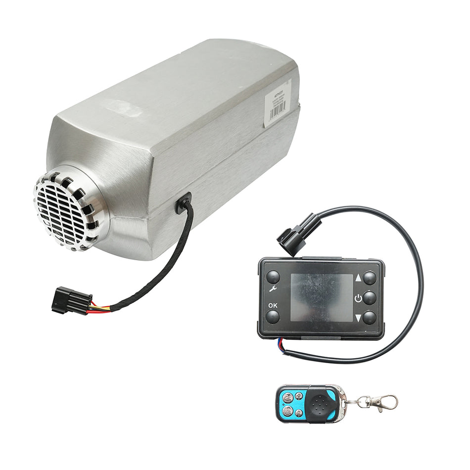 Stationary heater, silent sirocco fan 12-24V, 5KW, LCD display, with remote control and Kyocera THOR spark plug