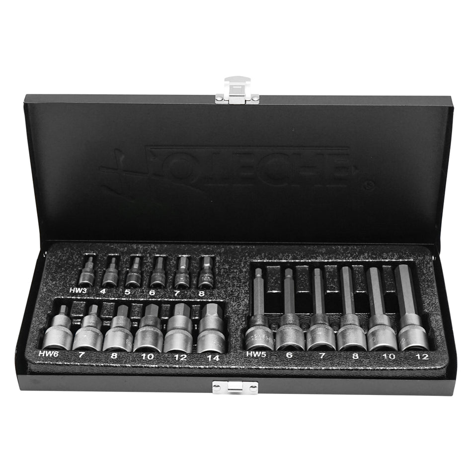 Professional socket set 1/4 and 1/2 with hex keys H3 - H12 Hoteche