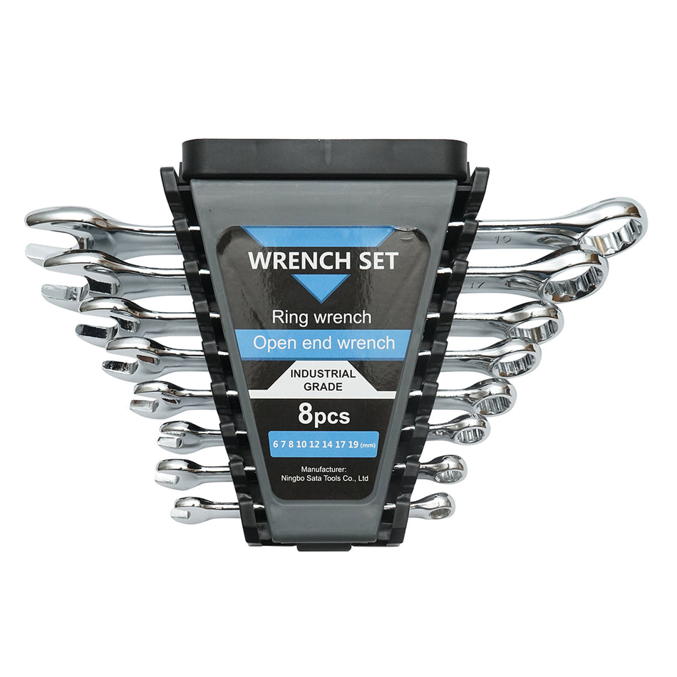 Fixed and ring combination wrench set 6-19mm 8 pieces
