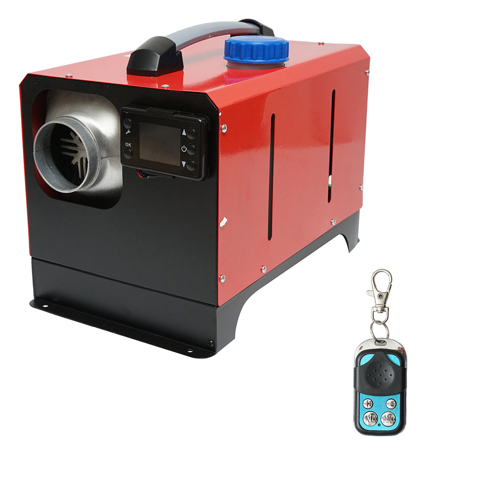Sirocou, portable silent stationary heater 12-24V, 5KW, LCD display, remote control, and spark plug made in Japan Kyocera