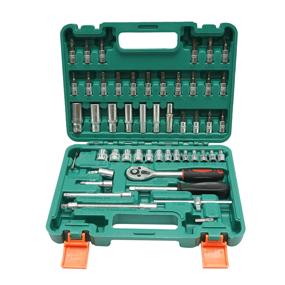Long and short tubular key set, bits, hex, torx, 1/4 ratchet driver, 53 pieces Breckner Germany