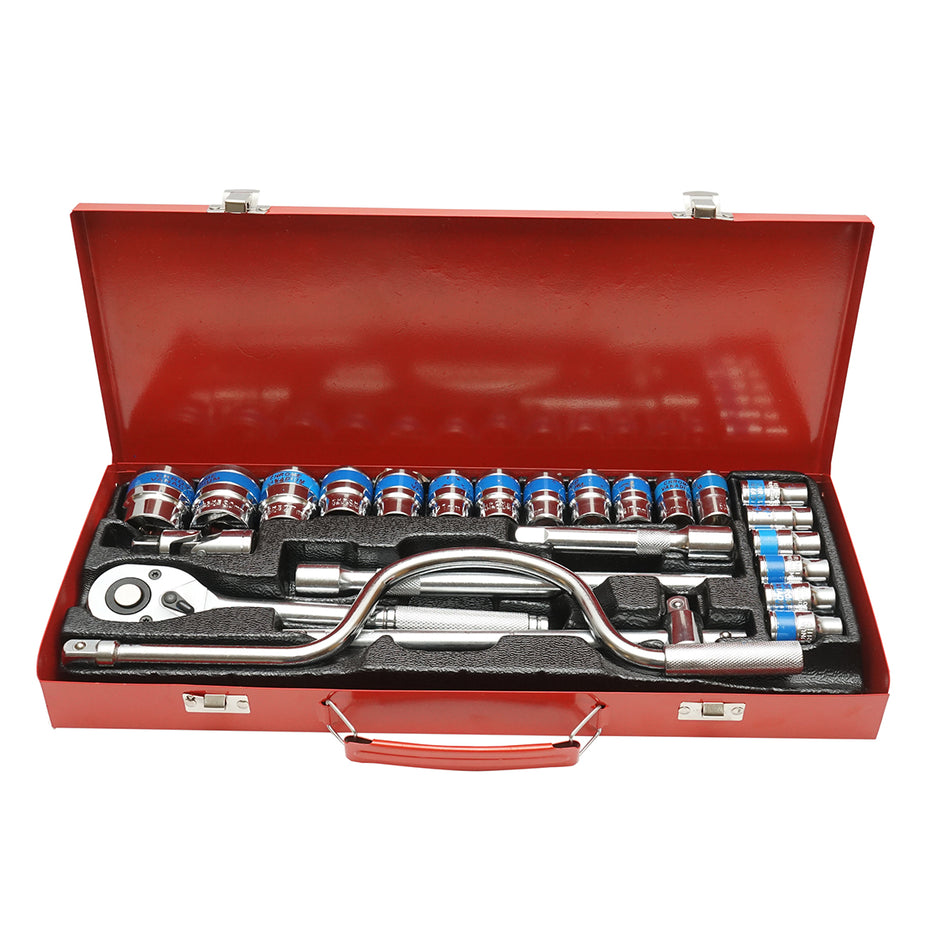 Tubular socket wrench set 8-32mm, 1/2 drive with ratchet, 25 pieces Breckner Germany