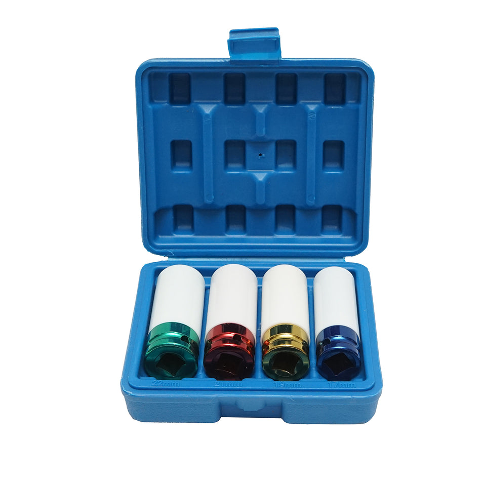 Impact wheel lug nut key set with rim protection 17mm, 19mm, 21mm, 22mm Breckner Germany