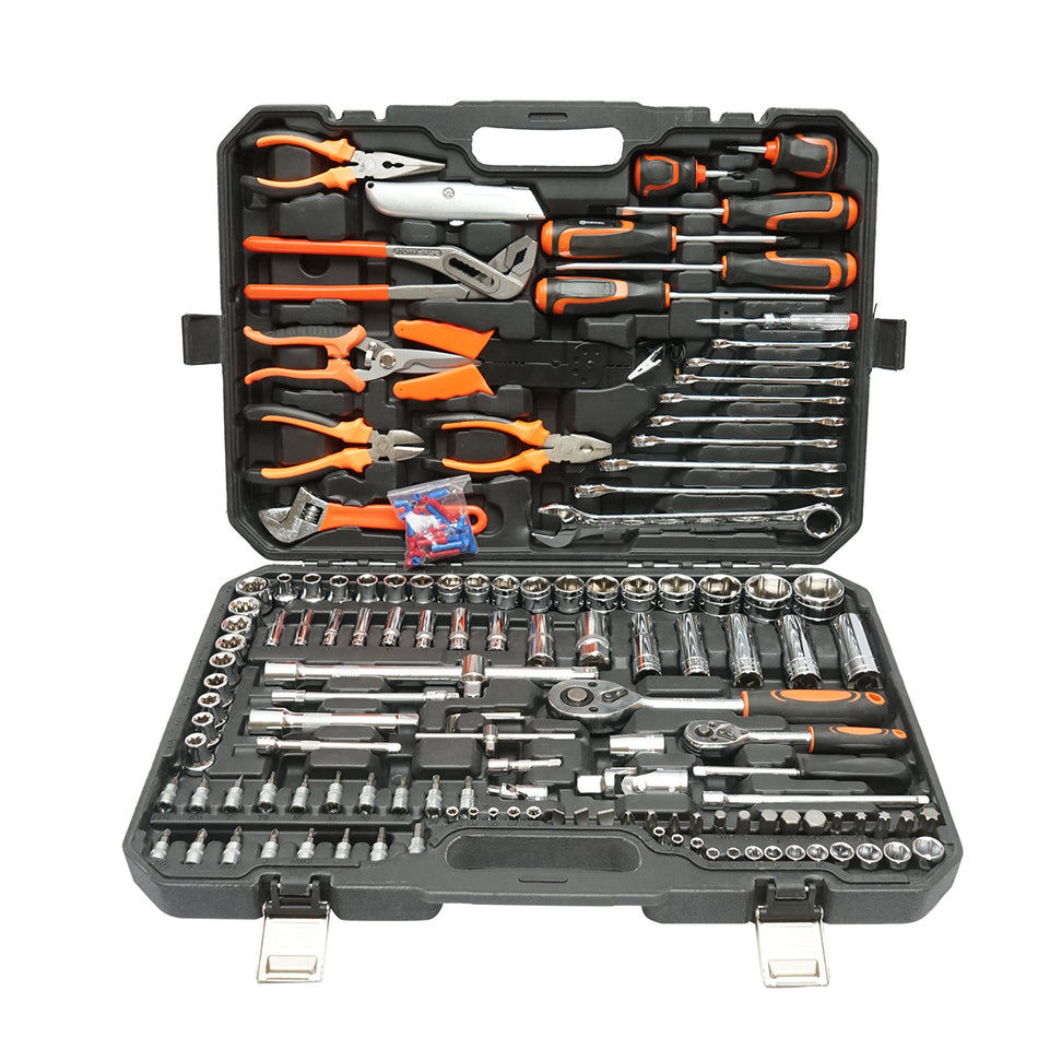 Socket wrench set, open-end wrenches, bits, Torx with tools and instruments, 160 pieces Breckner Germany