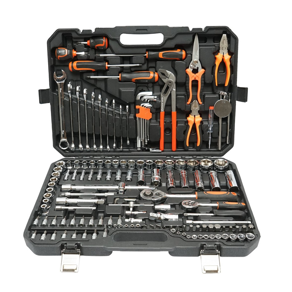 Long tubular wrench set, fixed, bits, Allen keys, screwdrivers, and tools 142 pieces Breckner Germany