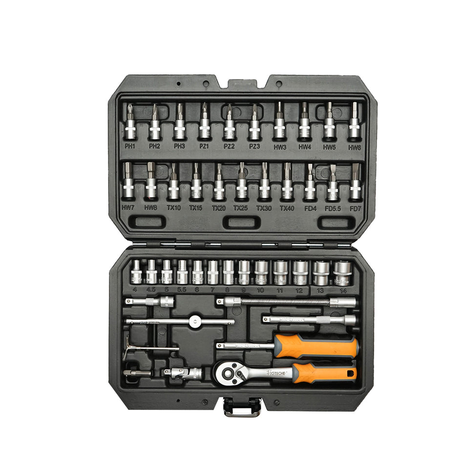 Hoteche 1/4" Ratchet Tubular Cap Set 46 Pieces