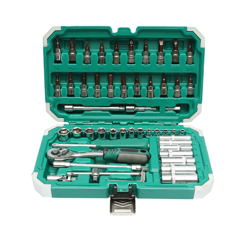 Long tubular key set, bits, hex, torx with ratchet 53 pieces Breckner Germany