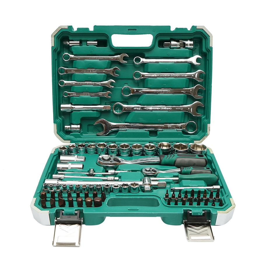 Socket wrench set 4-32mm and combination wrenches 8-22mm, bits, hex, torx, ratchet driver 82 pieces Breckner Germany