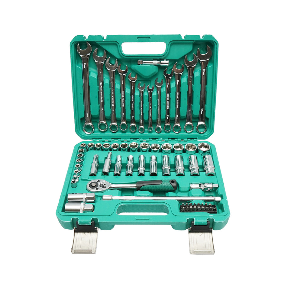 Combination wrench set, tubular, fixed, Torx, ratchet driver, 69 pieces Breckner Germany