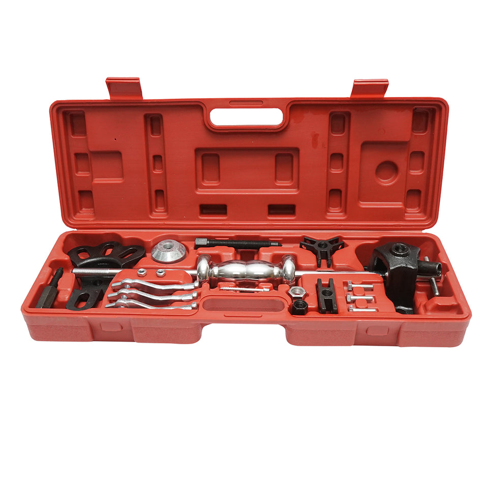 Hub and bearing puller set with sliding hammer, 20 pieces Breckner Germany