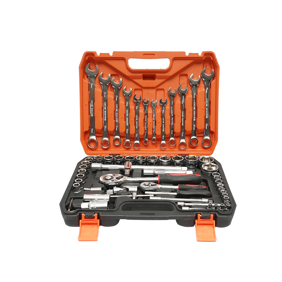 Socket wrench set 1/2, fixed wrenches, ratchet driver 61 pieces Breckner Germany