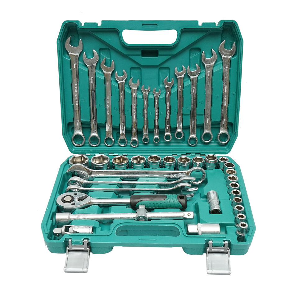 Tubular wrench set 8-32mm and combined fixed wrenches 8-24mm, ratchet driver 41 pieces Breckner Germany