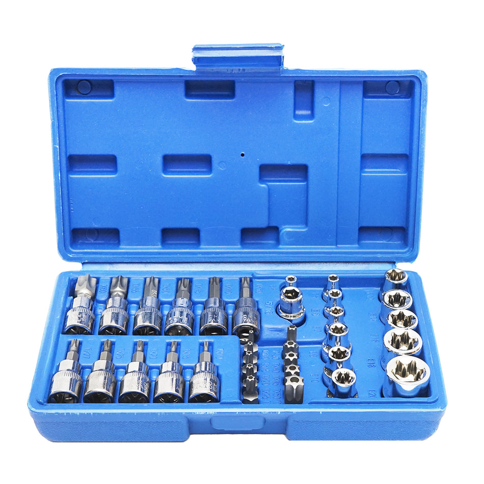 E-Torx socket wrench set, TX bit profile, 34 pieces Breckner Germany