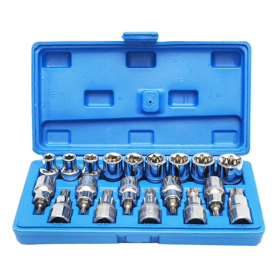 E-Torx socket wrench set, TX bit profile, 19 pieces Breckner Germany