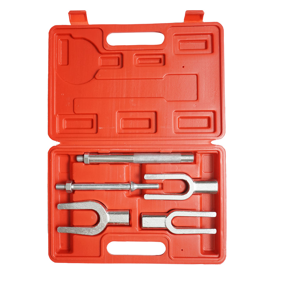 Press kit with extractor forks for pivots, ball joints, universal tie rod ends, 5 pieces