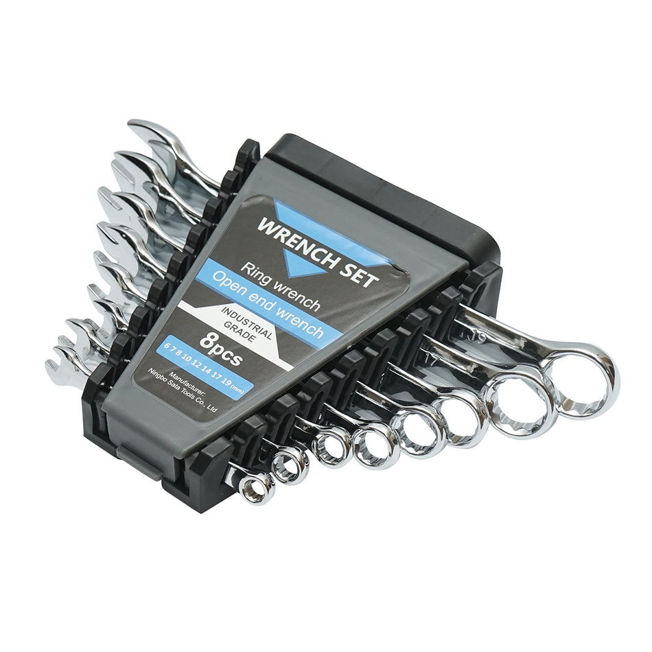 Fixed and ring combination wrench set 6-19mm 8 pieces