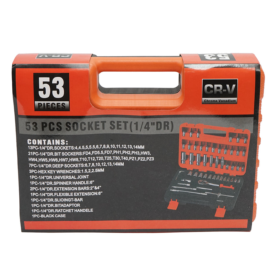 Long and short tubular socket set, bits, hex, torx, 1/4 ratchet driver, 53 pieces Breckner Germany