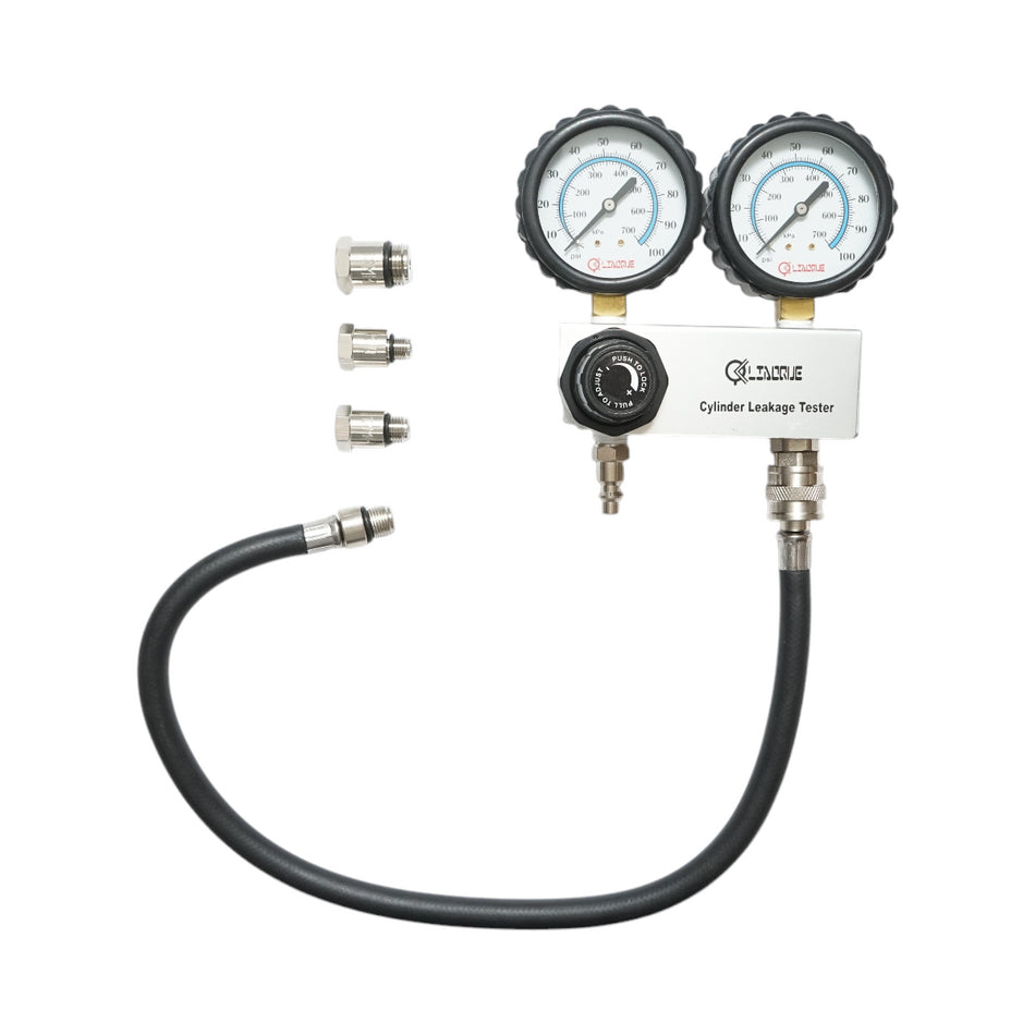 Sealing compression tester kit for gasoline engine cylinder, 3 adapters 10, 12, 18mm, 600mm hose Breckner Germany