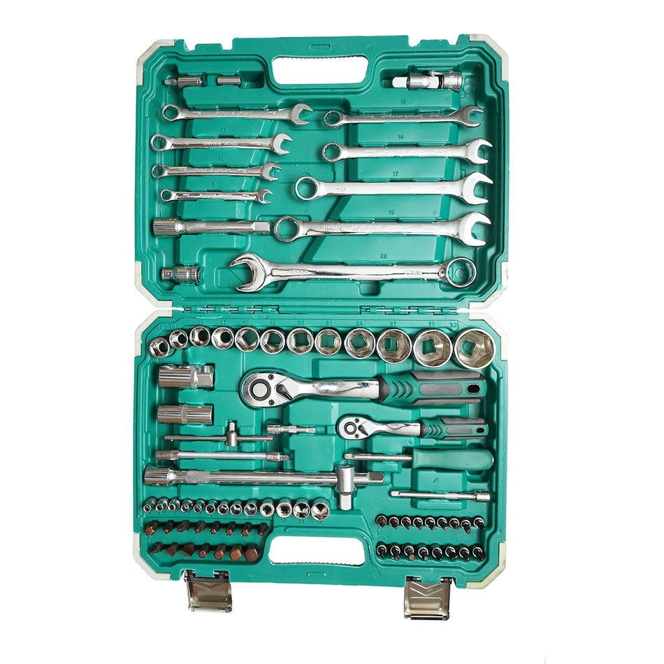 Socket wrench set 4-32mm and combination wrenches 8-22mm, bits, hex, torx, ratchet driver 82 pieces Breckner Germany