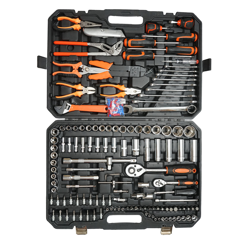 Socket wrench set, open-end wrenches, bits, Torx with tools and instruments, 160 pieces Breckner Germany