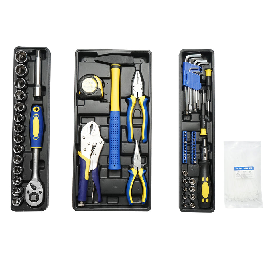 64-piece tool kit with foldable metal box 48x24x21cm