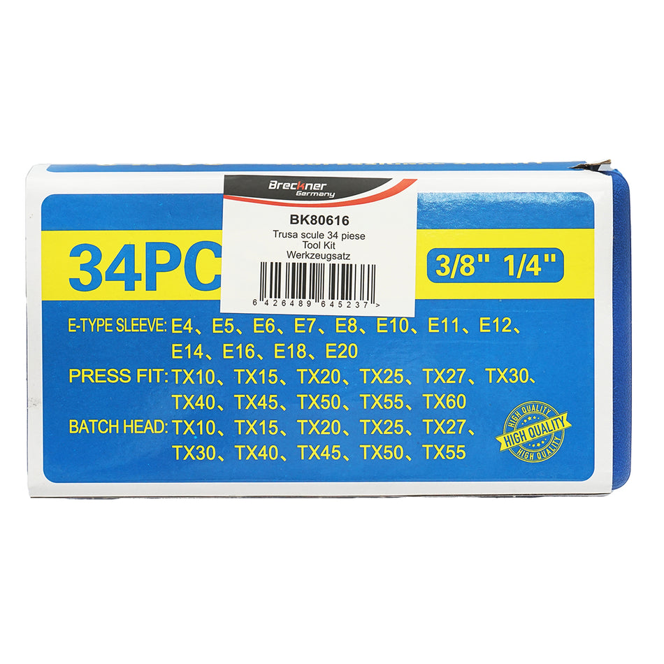 E-Torx socket wrench set, TX bit profile, 34 pieces Breckner Germany
