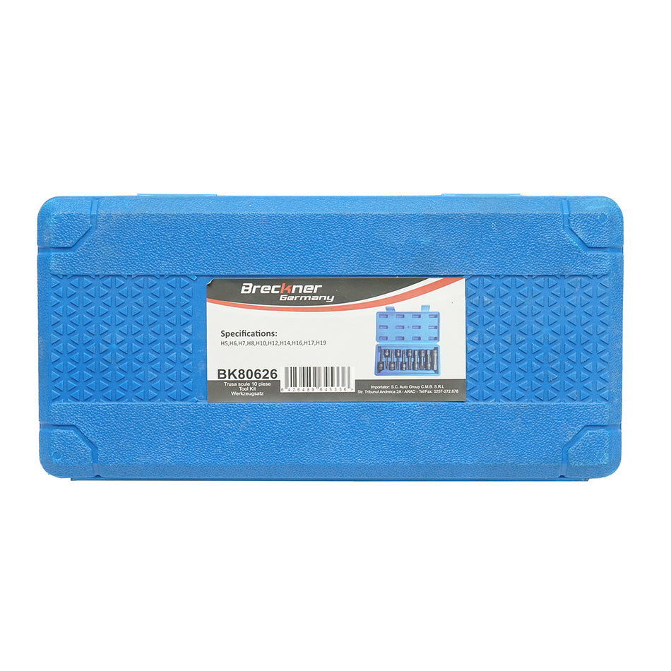 Breckner Germany 10-piece hex impact socket set with Torx profile
