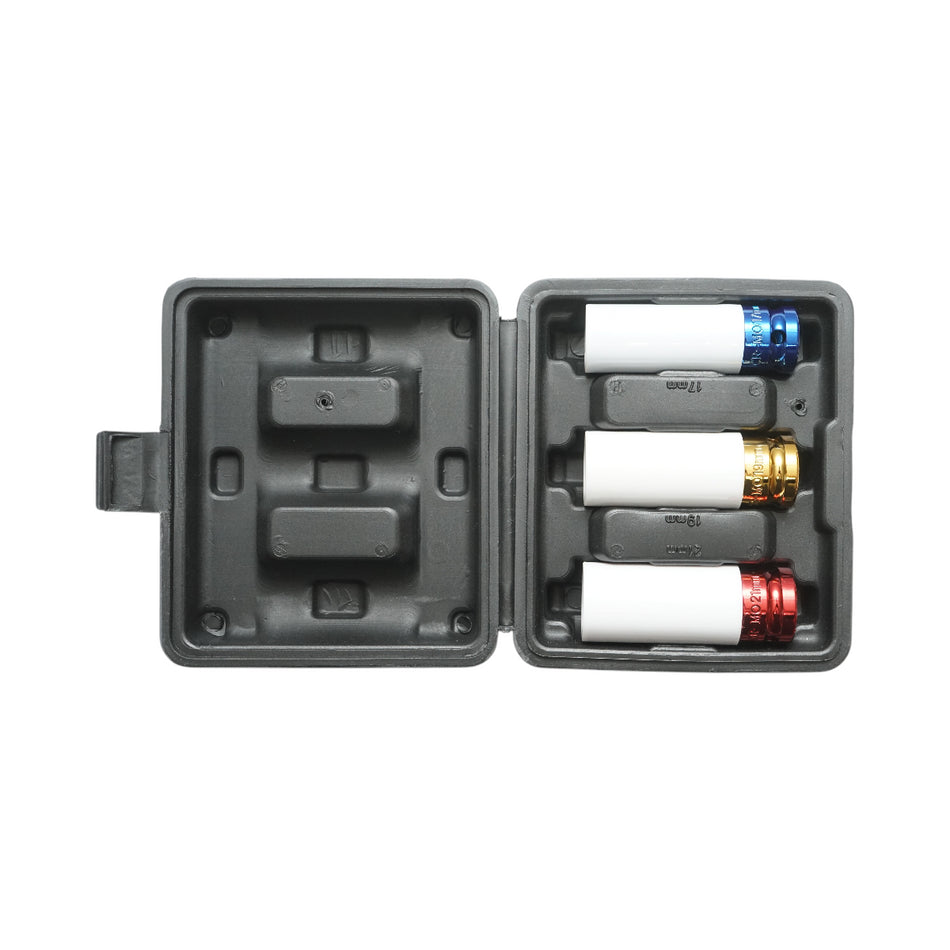 Impact wheel stud socket set with protection 17mm, 19mm, 21mm Breckner Germany