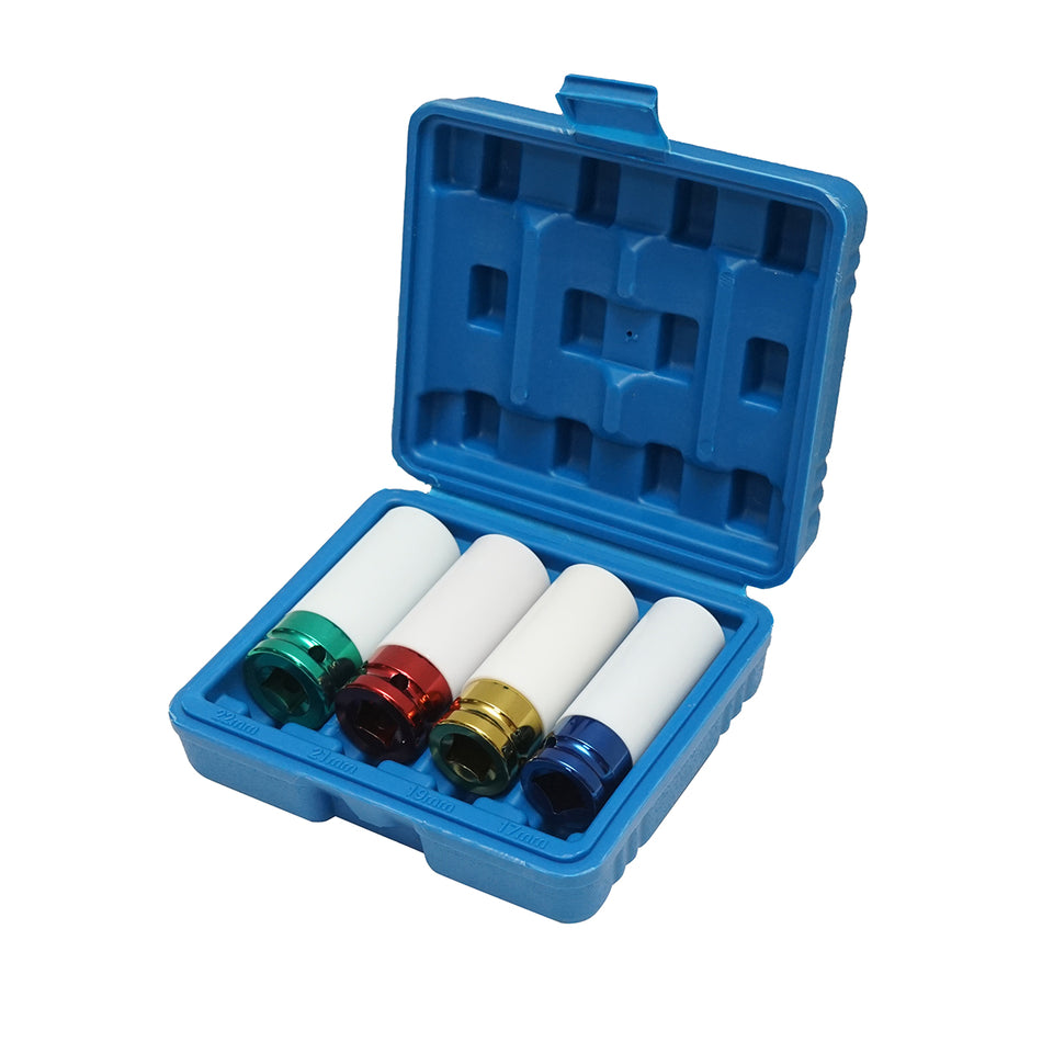 Impact wheel lug nut key set with rim protection 17mm, 19mm, 21mm, 22mm Breckner Germany